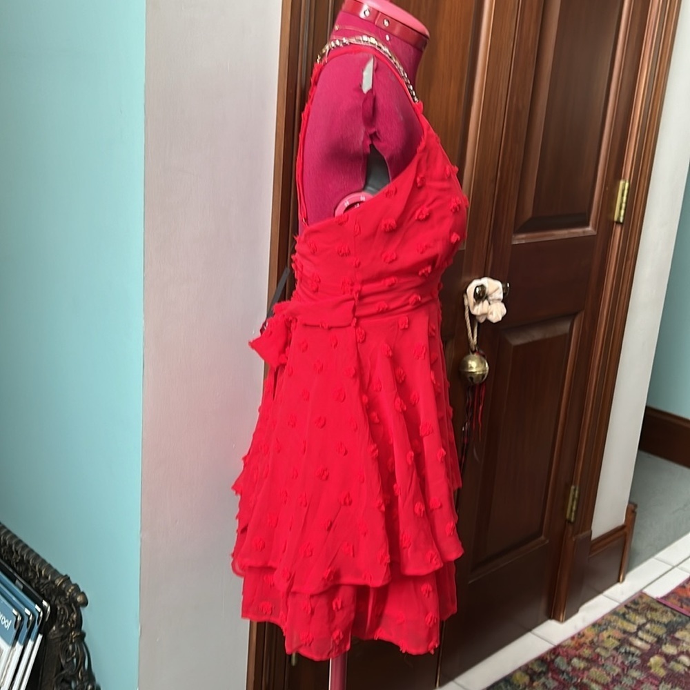 Lulu’s  NWT  Swiss dot  Red  spaghetti strap halter dress  sheer/ lining  size S - Picture 5 of 13
